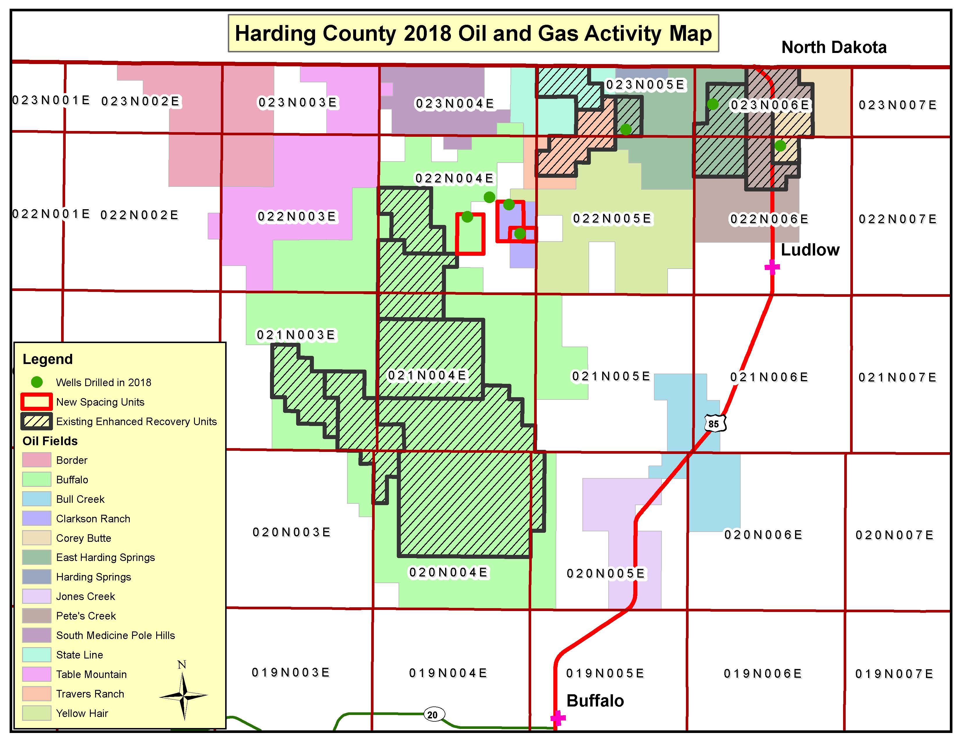 Harding County 2018 Oil & Gas Activity Map